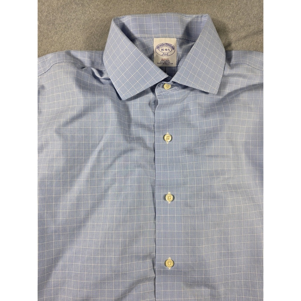 Brooks Brothers 346 Button Up Shirt Blue White Check Mens 16-4/5